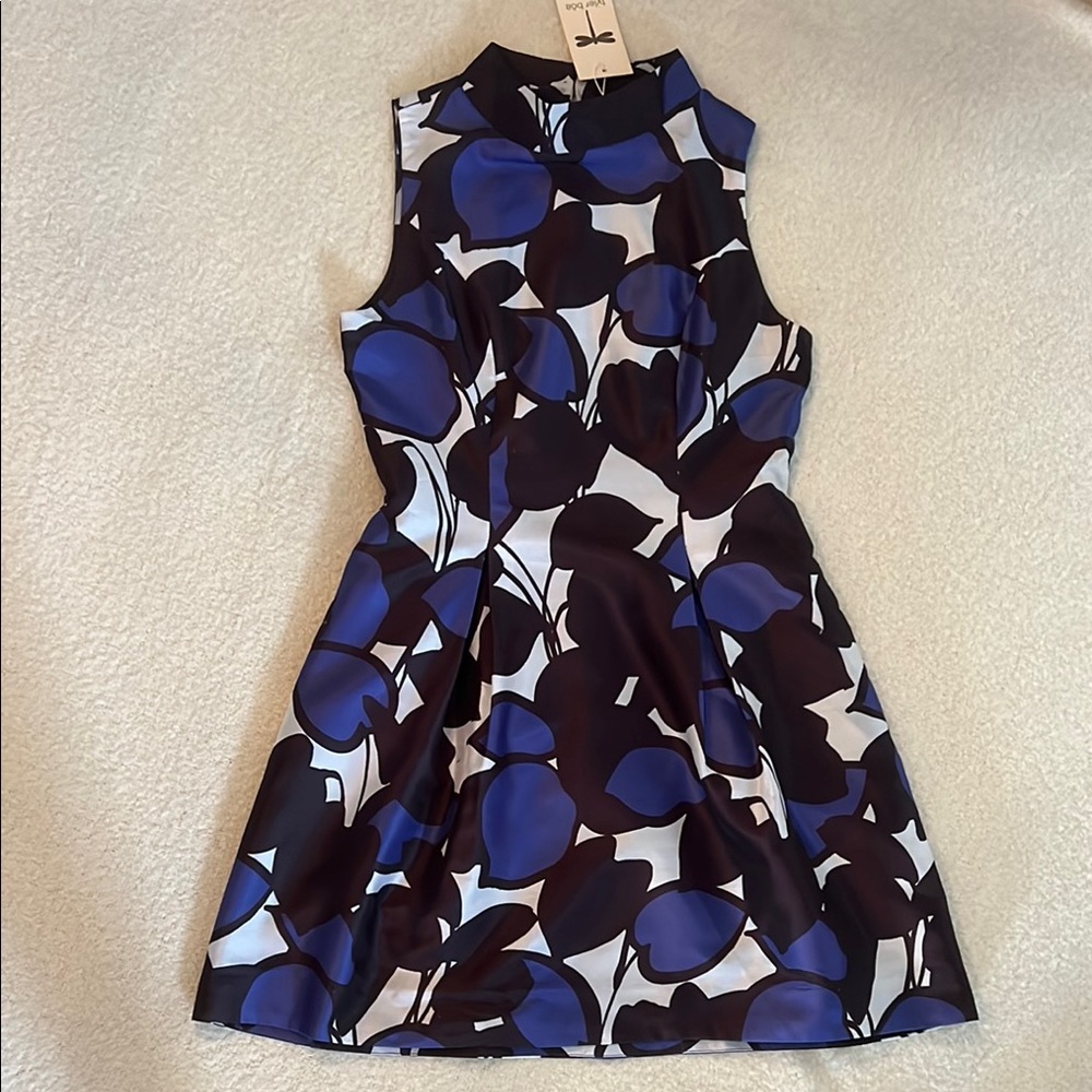Tyler Boe Blue and White Fit and Flare Mini Dress